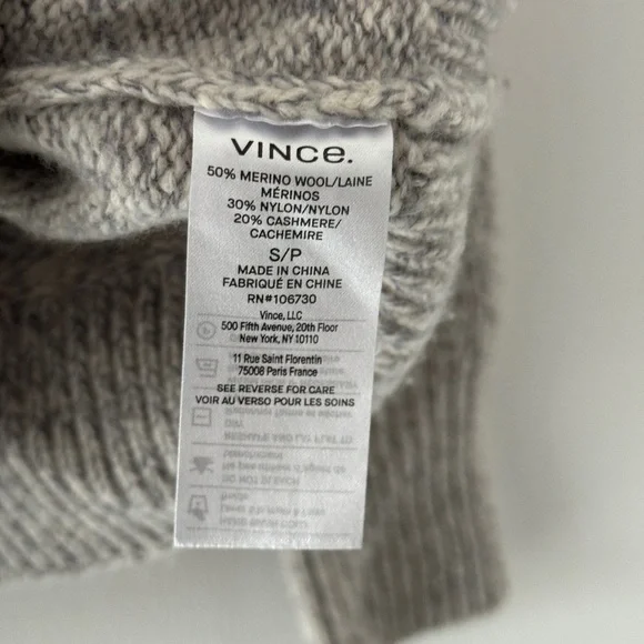 VINCE Heather Gray Wool Knit Sweater S - Picture 4 of 4